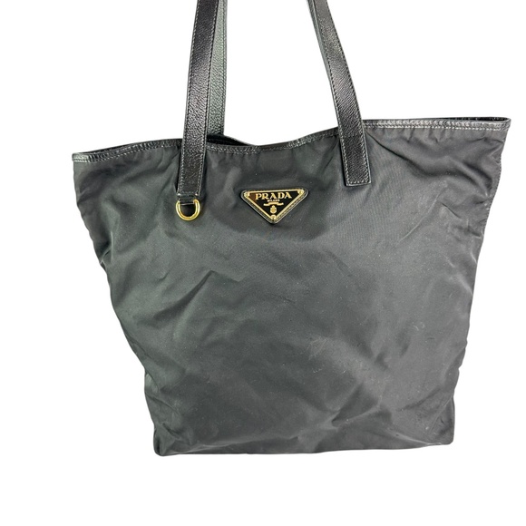 Genuine PRADA Black Nylon Tessuto Classic Tote Bag Made In Italy Authenticated - Picture 1 of 16